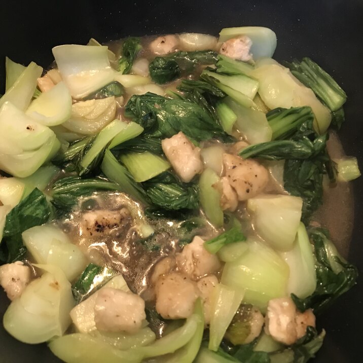 青梗菜と鶏肉の簡単とろみ炒め